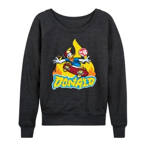Women's - Disney - The Donald Lightweight French Terry Wide Neck Long Sleeve Shirt - 1 of 4