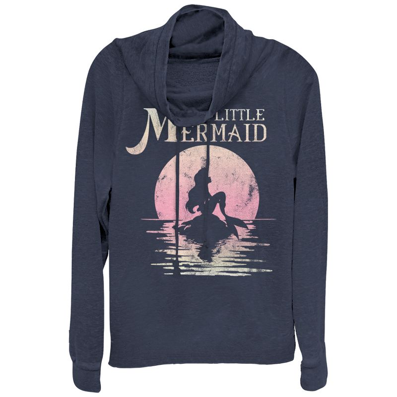 Juniors Womens The Little Mermaid Ariel Sunset Cowl Neck Sweatshirt, 1 of 5