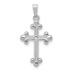 Black Bow Jewelry 14k Yellow or White Gold Small Budded Cross Pendant, 14 x 27mm - 1 of 4