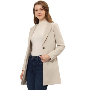 INSPIRE CHIC Women's Mid-thigh Collarless Single Breasted Outwear Winter Overcoat - 1 of 4