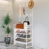 NewHome**5-Tier Dustproof Entryway Hall Tree with 8 Removable Hooks, Shoe Rack & Coat Organizer for Hallway**white - 3 of 4