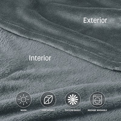 Gray Fleece Wearable Blanket with Sleeves and Foot Pockets