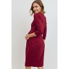 Hello Miz Women's 3/4 Sleeve Round Neck Front Pleat Maternity Dress - 3 of 4