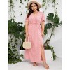 Women's Plus Size V-Neck Swing Dress – Elegant Crossover Hem & Side Slit Detail for Casual & Dressy Occasions - 4 of 4