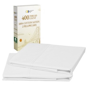 Set of 2 Pillowcases - 400 Thread Count, 100% Cotton Sateen, Soft, Cooling and Breathable by California Design Den - 1 of 4
