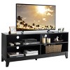 Tangkula Modern Wooden TV Stand Media Console Storage Cabinet with 4 Open Shelves Walnut/Black/Brown - 4 of 4