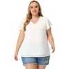 Agnes Orinda Women's Plus Size Swiss Dot V-Neck Tops with Flutter Sleeves - 3 of 4