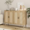 Rattan Kitchen Buffet Cabinet,Wooden Sideboard with Power Outlet & Adjustable Shelves,4 Doors Storage Cabinet for Dining Room, Living Room - 3 of 4