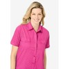Woman Within Plus Size Short-Sleeve Cotton Campshirt - 4 of 4