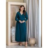 24seven Comfort Apparel Long Sleeve V Neck Side Slit Plus Size Maxi Dress - 4 of 4