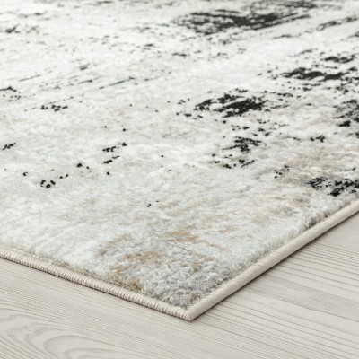 Gray Abstract Washable 8' x 10' Synthetic Area Rug