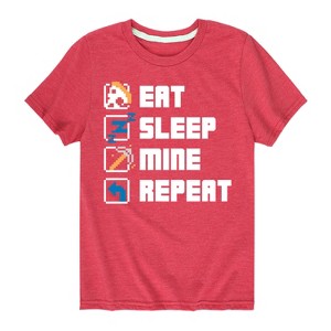 Boys' - Instant Message - Gamer Eat, Sleep, Mine, Repeat Short Sleeve Graphic T-Shirt - 1 of 4