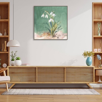 Soft Dewdrops Botanical Canvas Print with Float Frame