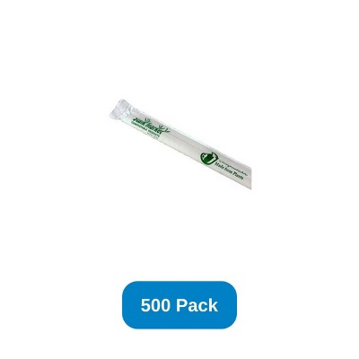 StalkMarket 7.75" PLA Drinking Straws Wrapped Giant Clear - Pack of 500