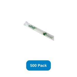 StalkMarket 7.75" PLA Drinking Straws Wrapped Giant Clear - Pack of 500 - 1 of 2