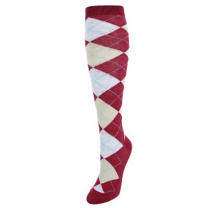 CTM Women's Fun Colored Argyle Plaid Knee High Socks (1 Pair) - 1 of 4