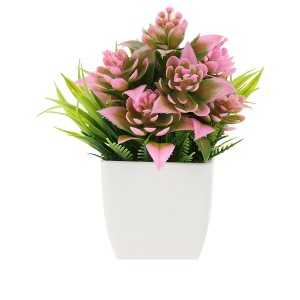 Unique Bargains Artificial Plants Spring Grass with Lotus in Pot Plastic 6.3"x6.3"x6.3" 1 Pc - 1 of 4
