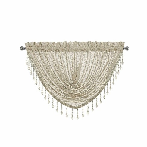 Kate Aurora Elegant Crystal Beaded Chevron Design Window Valance - image 1 of 1