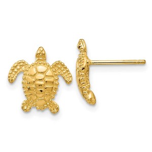 Black Bow Jewelry 11mm Sea Turtle Post Earrings in 14k Yellow Gold - 1 of 4