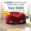 Ultimate Sack 5ft Bean Bag Chair, Oversized Comfortable Indoor Floor Lounger, Giant Foam-Filled Furniture for Relaxing, Burgundy Suede - 3 of 4