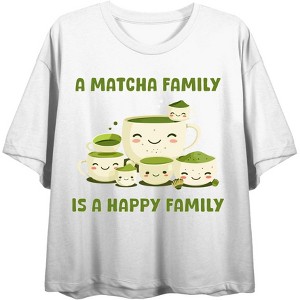 A Matcha Family Is A Happy Family Women's Short Sleeve Crop Top - 1 of 3