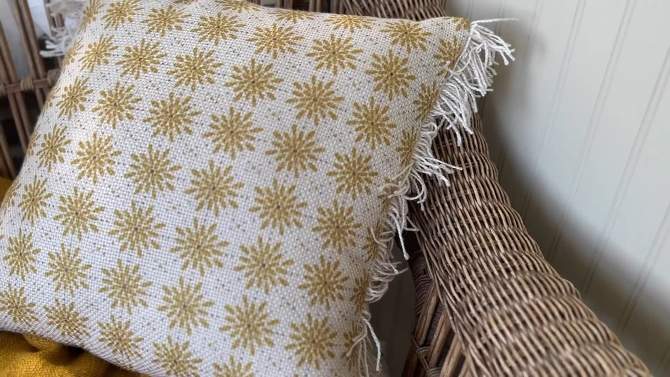 18x18 Inch Boho Floral Outdoor Pillow Mustard Polyester With Polyester Fill by Foreside Home & Garden, 2 of 8, play video