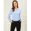 INSPIRE CHIC Women's Office Keyhole Elegant Stand Collar Long Sleeve Back Neck Button Blouse - 3 of 4