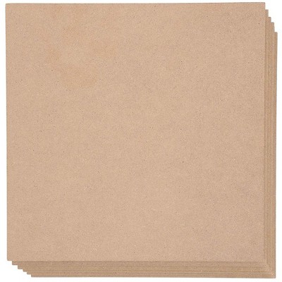 6 Pack 10" Square Fibreboard MDF Board Hardwood Board Wood Sheet Brown for Craft Plaque