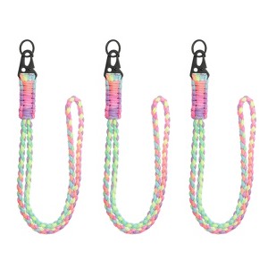 Unique Bargains Braided Soft Keychain ID Badges Lanyard with Metal Ring 3 Pcs - 1 of 3