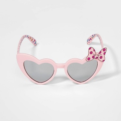 Girls' Minnie Mouse Heart Sunglasses - Silver/Pink