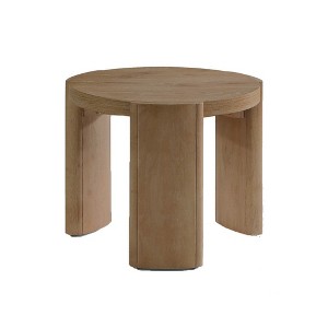 Royal Hampton End Table, Round 20 Inch Oak Brown Wood Top, Plinth Base - 1 of 1