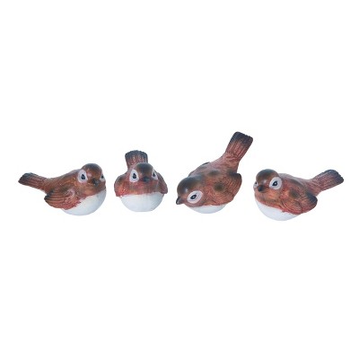 Transpac Small Resin Sweet Brown Bird Set of 4 Spring Home Decorations