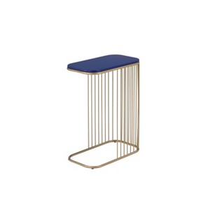 Aviena Accent Table Blue/Gold - Acme Furniture: Gold Frame, C-Shape, Living Room Side Table, Wood Composite - 1 of 3
