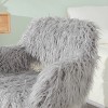 GlasFlength Accent Chairs Modern Faux Fur Upholstered Chair with Metal Legs Simple Design for Living Room Bedroom, Gray, 17.5"*18.5"*30.3" - 3 of 4