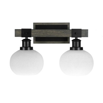 Toltec Lighting Tacoma 2 - Light Vanity in  Black/Painted Wood with 7" White Muslin Shade
