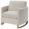 Fabric Upholstered Curved Track Arm Chair with Plush Cushioning and Gold-Finished Stainless Steel Legs - 2 of 4