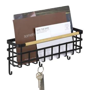Sorbus Key Holder with Shelf for Mail, Rustic Wooden Key Rack, Mail Holder  for Wall, Entryway Key Hangers, Key & Mail Holder for Wall, Decorative Apartment  Necessities (Grey) 
