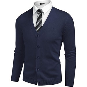 COOFANDY Men's V Neck Cardigan Sweater Casual Lightweight Button Down Knitted Cardigan Sweater - 1 of 4