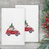 Linum Home Textiles Christmas Car - Embroidered Luxury 100% Turkish Cotton Hand Towels (Set of 2) - 2 of 3