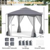 Costway 10 X 10/12 FT Patio Gazebo with Netting Walls 4 Sandbags Zippered Doors Outdoor Gray/Beige - 3 of 4