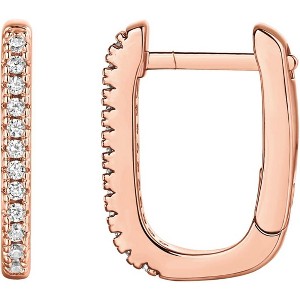 14K Gold Plated Huggie Earrings | 925 Sterling Silver with Cubic Zirconia, U-Shaped Snake Design - 1 of 4