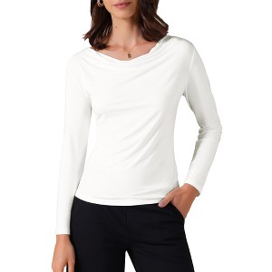 INSPIRE CHIC Women's Cowl Neck Long Sleeves Fitted Layering Soft T-Shirt - 1 of 4