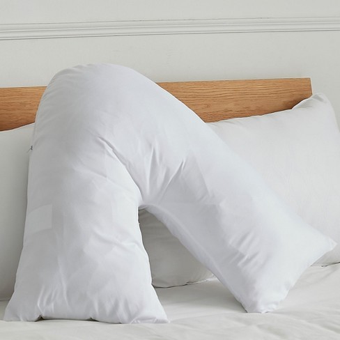 Cheer Collection Extra Replacement Cover for V Shaped Body Pillow White Pillowcase Only