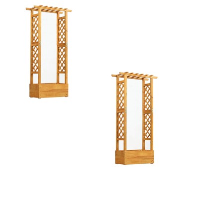 Costway 1/2 PCS 60” Raised Garden Bed with Trellis with Hanging Roof, 2 Side Trellises for Flower