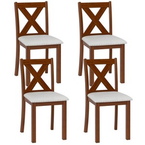 Tangkula Wooden Dining Chair Set of 4 w/Acacia Wood Legs Padded Seat Curved Back - 1 of 4