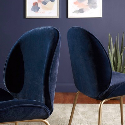 Set of 2 Lillie Velvet Upholstered Gold Finish Dining Chairs - Inspire Q