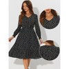 Allegra K Women's Floral V Neck Belt Waist Long Sleeve Flowy Flare Chiffon Midi Dress - 2 of 4
