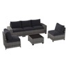 Aoxun 6-Piece Patio Furniture Set with Thick Cushions, Wide Armrests, Modular Wicker Sectional & Waterproof Cover for Backyard, Garden, Deck - 3 of 4