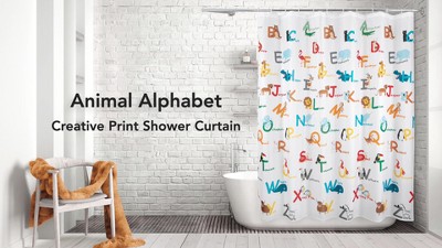Animal Alphabet Multicolor Polyester Kids' Shower Curtain