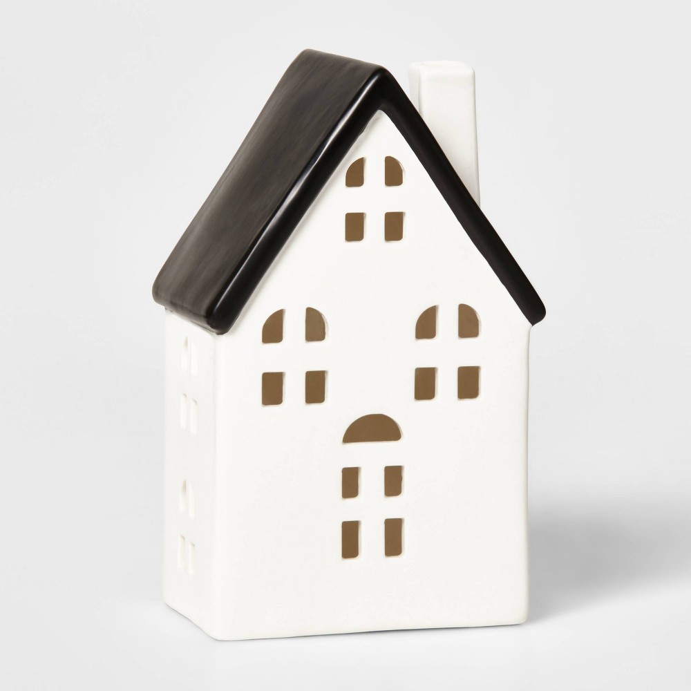 Ceramic Traditional House Decorative Figurine White & Black - Wondershop